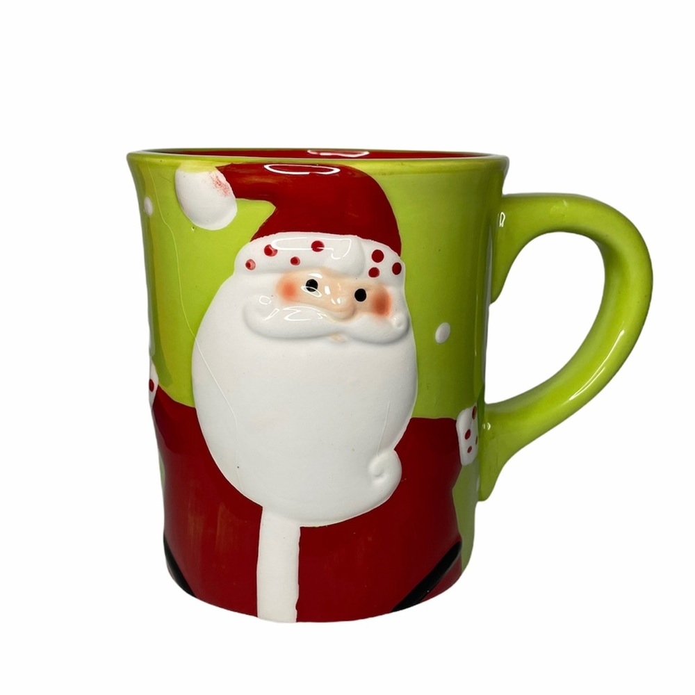 Large Santa green Christmas mug.